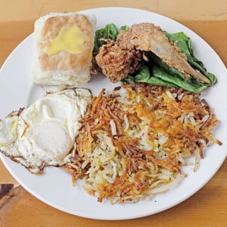 1 egg, 1 jumbo wing, biscuit, and hash or country potatoes