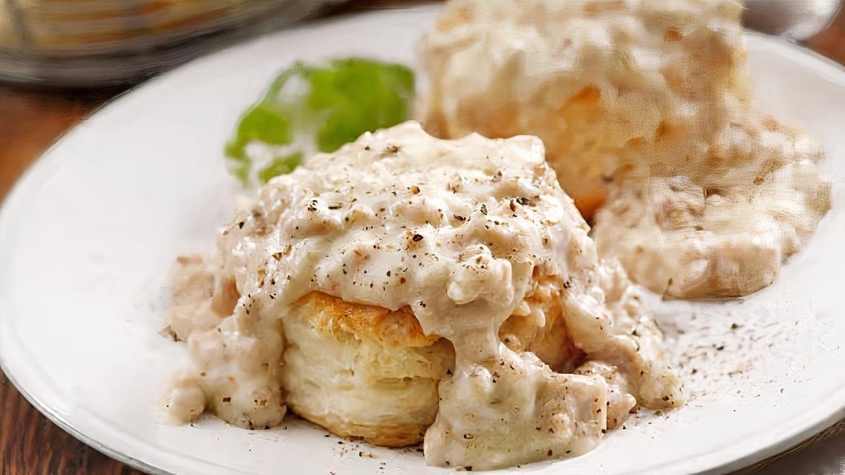 Biscuit & Sausage Gravy Breakfast.