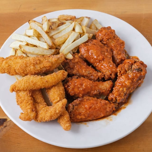 12 Party Wings & 1 Lb Fish Family Special.