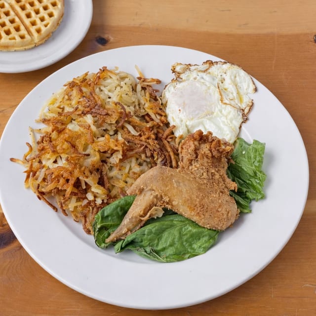 Waffle Breakfast with 1 wing.