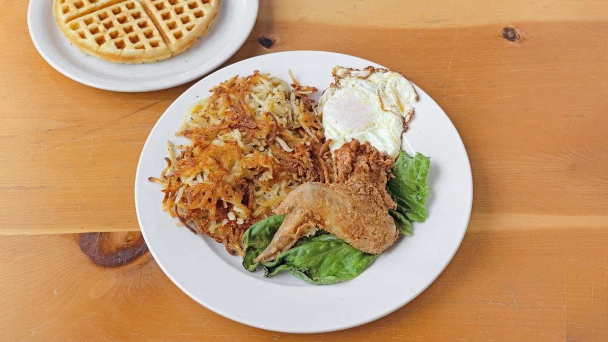 Waffle Breakfast with 1 wing.